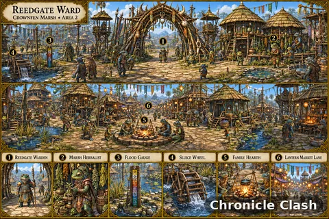 Chronicle Clash artwork: Panorama Crownfen Marsh Reedgate Ward Area 2