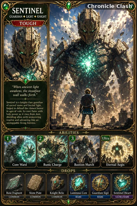 Chronicle Clash card art: Sentinel (Guardian: Light Knight Guardian)